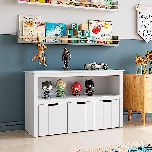 FAONIE Toy Storage Cabinet with 3 Drawers and Hidden Wheels
