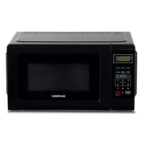 Comfee' EM720CPL-PM Countertop Microwave Oven with Sound On/Off, Eco Mode and Easy One-Touch Buttons, 0.7 Cu Ft/700W, Pearl White, Black
