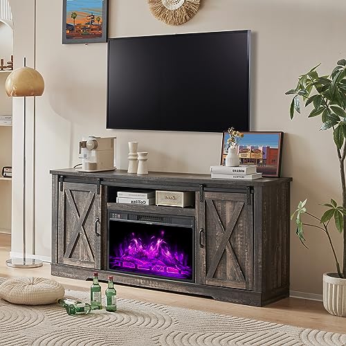 Farmhouse 63" Entertainment Center with Storage Cabinets