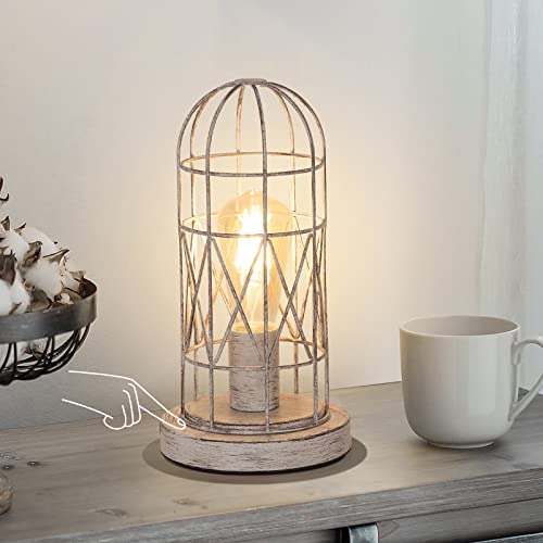Farmhouse Bedside Lamp 3-Way Dimmable Nightstand Lamp
