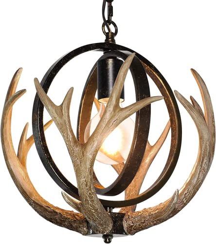 Farmhouse Chandelier with Resin Antlers