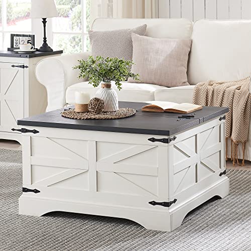 Farmhouse Coffee Table with Hidden Storage Compartment