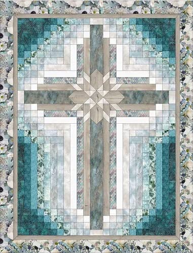 Farmhouse Cross Pattern, White - Quiltfox Design