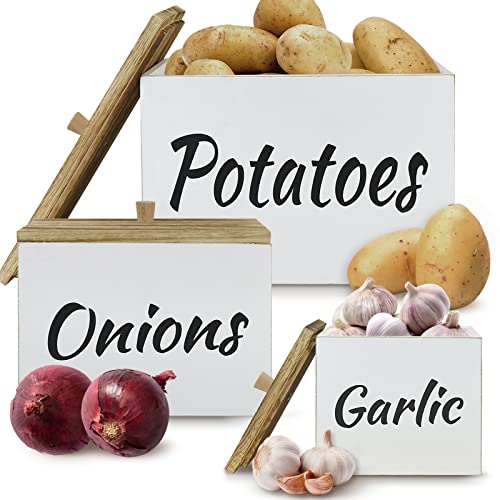 Farmhouse Kitchen Storage Container Set for Potato Onion Garlic