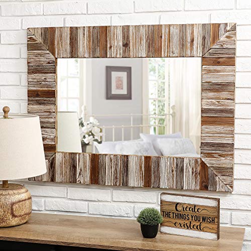 Farmhouse Mirror Wood Decorative Rectangle Oversized Wall Mirror