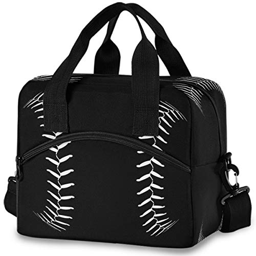 Fashion Baseball Cool Black Insulated Lunch Tote Bag