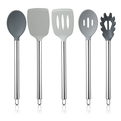 Stainless Steel Kitchen Utensil Set - Cooking Utensils Kitchen Tools Tongs  Spatula Spoon For Nonstick Heat Resistant Cookware(1set, Silver)