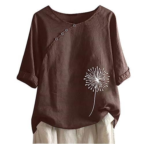 Fashionable Womens Round Neck Elbow Sleeve Casual Tee Tops Blouse
