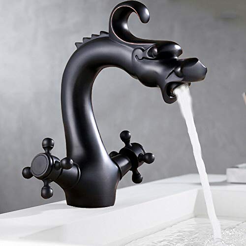 Faucet Tap Retro Black Dragon Design Bathroom Basin Sink Mixer Faucet Hot & Cold Water Taps