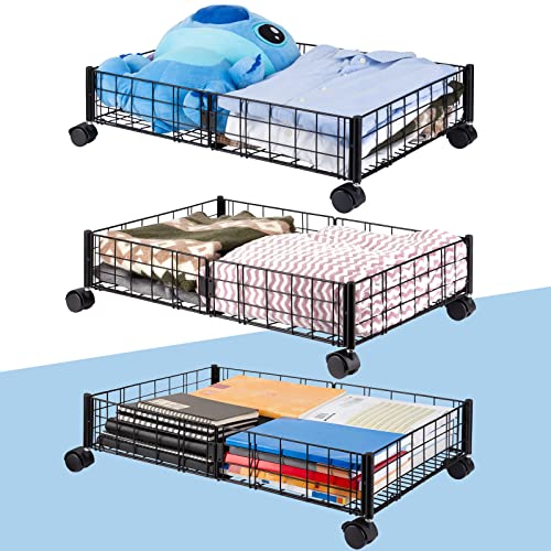 FAURIMMER Under Bed Storage Containers with Wheels - Black