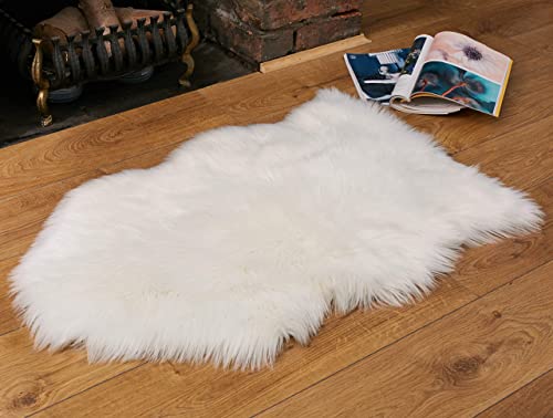 Faux Fur Fluffy Sheepskin Rug - White (2x3 Feet)