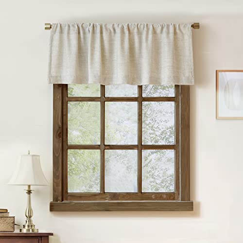 Oindec Natural Linen Rod Pocket Valance (54x15 inch)