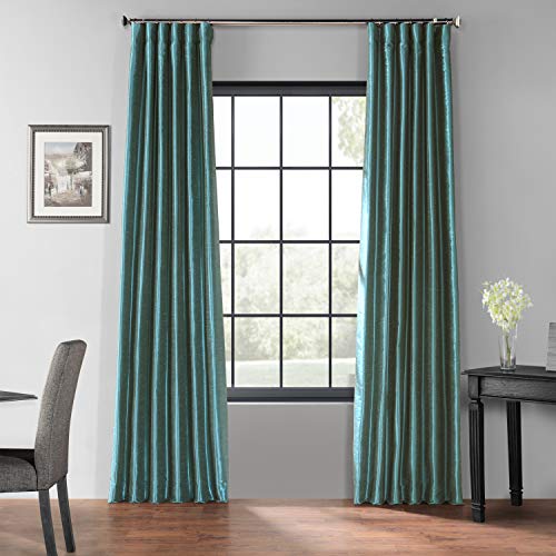 Faux Silk Blackout Curtains - Vintage Textured Room Decor