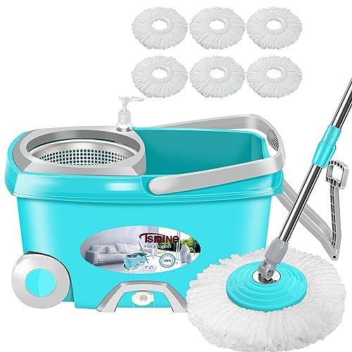 Favbal Spin Mop and Bucket Set with 6 Replacement Refills
