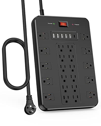 Power Strip, ALESTOR Surge Protector with 12 Outlets and 4 USB