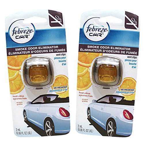 Febreze Car Vent Clips Air Freshener Smoke Odor Eliminator, Citrus Scent 2 Pack