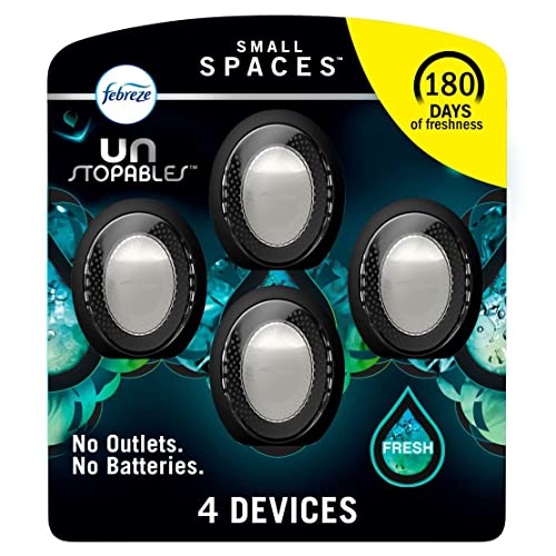 Febreze Unstopables Small Spaces, Plug in Air Freshener Alternative for Home, Fresh, Odor Fighter for Strong Odor (4 Count)