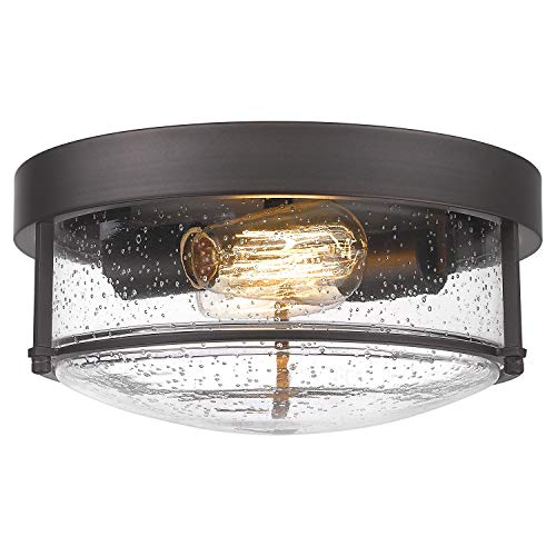 FEMILA Ceiling Light Fixture, Industrial Design with Seeded Glass