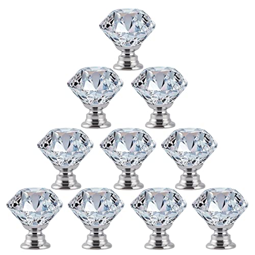 FENSING Crystal Cabinet Knobs - Silver