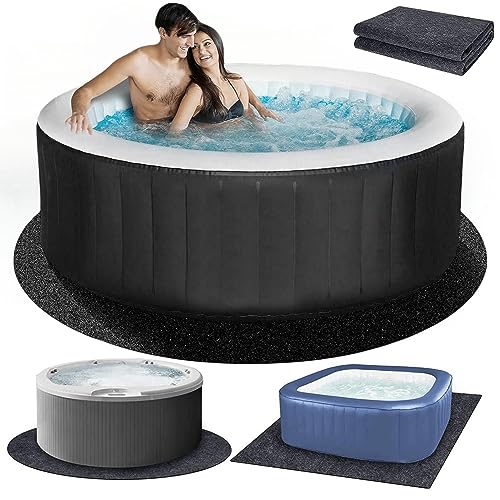 Round 90" Inflatable Hot Tub Pad, Waterproof Mat for Protecting Hot Tub