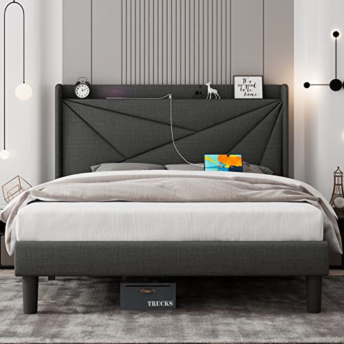 Feonase Full Size Bed Frame with Type-C & USB Ports