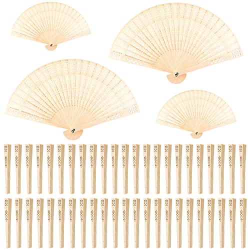 FEPITO Wooden Handheld Paper Fan Set