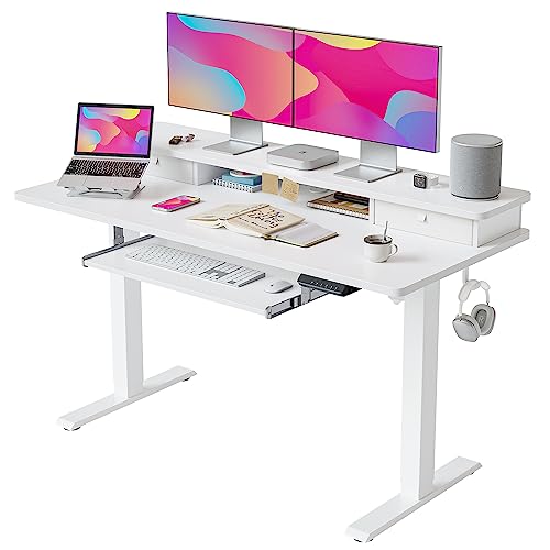 FEZIBO Electric Standing Desk with Storage Shelf