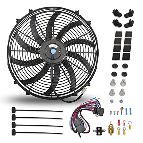 Black Universal Slim 16" 12V High Performance Cooling Fan Kit
