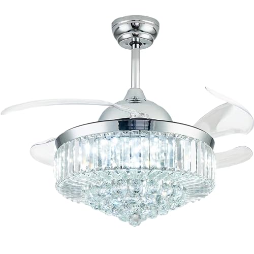 FIDGRA 42 Inches Fandelier Ceiling Fan with Light