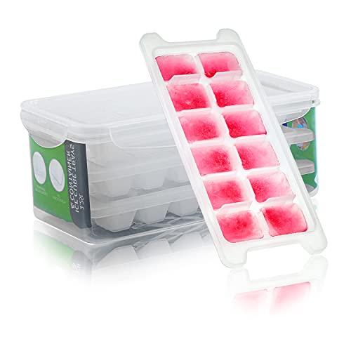 ARTLEO Ice Cube Tray with Lid and Bin for Freezer Easy Release 55 Nugget Ice Tray with Cover Storage Container Scoop Perfect Small Ice Cube Maker Tray