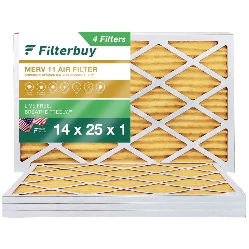 Filterbuy 14x25x1 Air Filter MERV 11 Allergen Defense