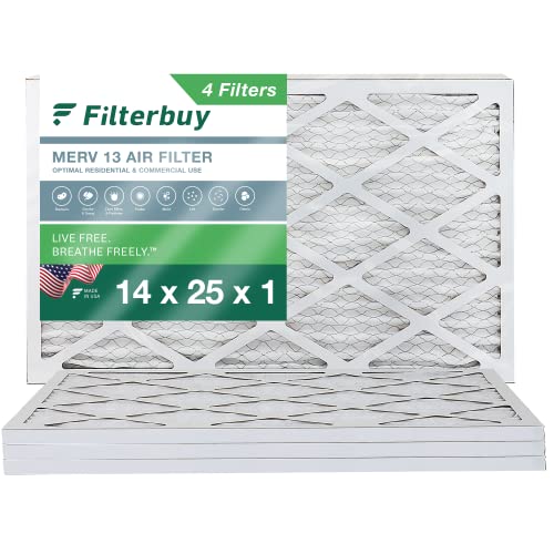 Filterbuy 14x25x1 Air Filter MERV 13 (4-Pack)