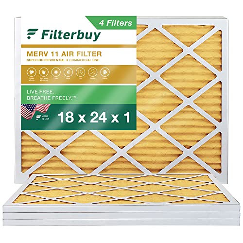 Filterbuy 18x24x1 Air Filter MERV 11 Allergen Defense (4-Pack)