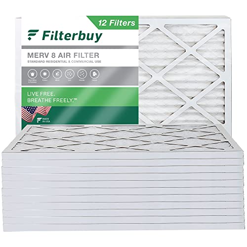 Filterbuy 20x24x1 MERV 8 Pleated Air Filters (12-Pack)