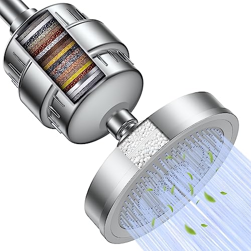  Shower Head Filter for Hard Water- 20 Stage Shower Filter with  Vortex -Newest Version - High Output Water Softener to Remove Chlorine and  Fluoride - Soft Water Filtered with Vitamin C E 