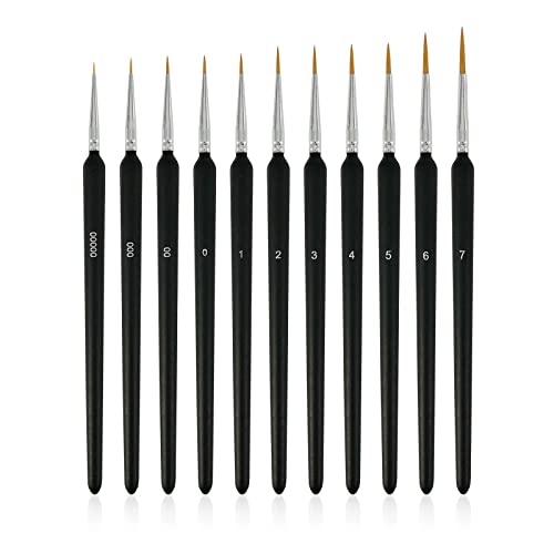 Detail Brushes, 60Pcs Very Small Paint Brushes Fine Tip Paint Brushes Set  Size00 Paint Brushes Kit for Nail Art Model Craft Painting and Small Hobby,  Black 