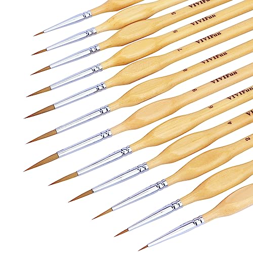  Micro Mini Fine Detail Paint Brush Set of 12 Pieces, Small  Short Handle Taklon Bristles for Detailing, Paint by Number Art, Models &  Nails