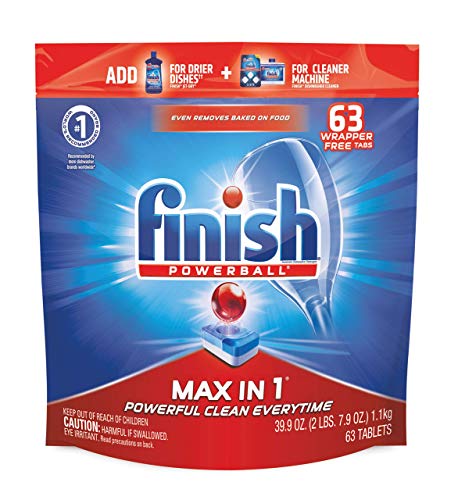 Finish Max in 1-63ct Dishwasher Detergent - Effective, Convenient, and Wrapper-Free
