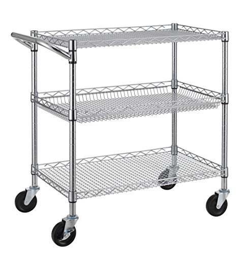 Finnhomy 3 Tier Heavy Duty Utility Cart with Wheels and Handle Bar