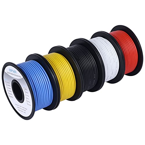 Flexible 18 AWG Silicone Stranded Wire 150ft - 5 Colors 30ft/Spool