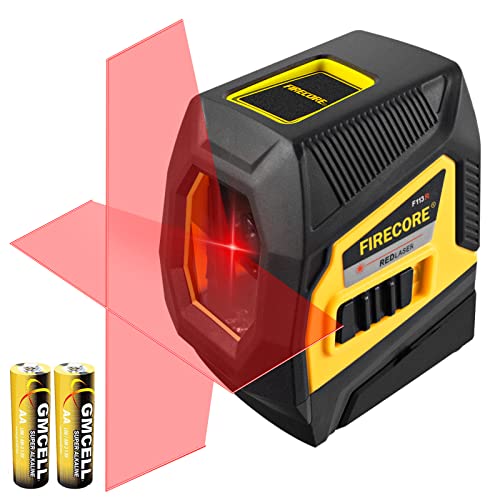 Firecore Laser Level, 59ft Self-Leveling Cross-Line Laser with Vertical and Horizontal Line for Picture Hanging Wall Flooring Ceiling, Carrying Pouch and Battery Included - F113R