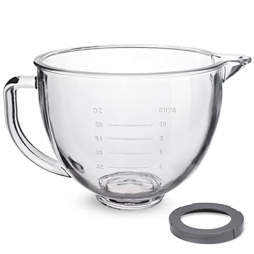 5 QT Glass Mixing Bowl for KitchenAid Tilt-Head Stand Mixers