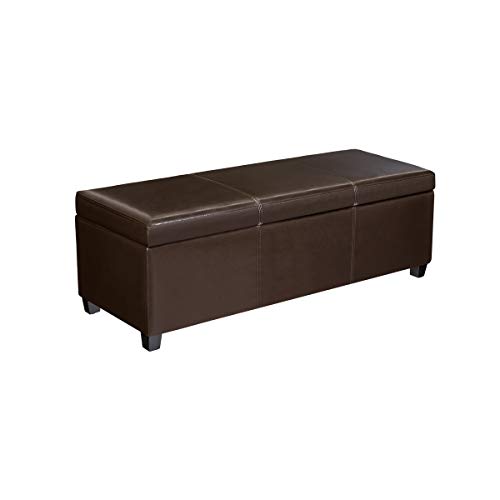 Madison Espresso Brown Faux Leather Ottoman Bench