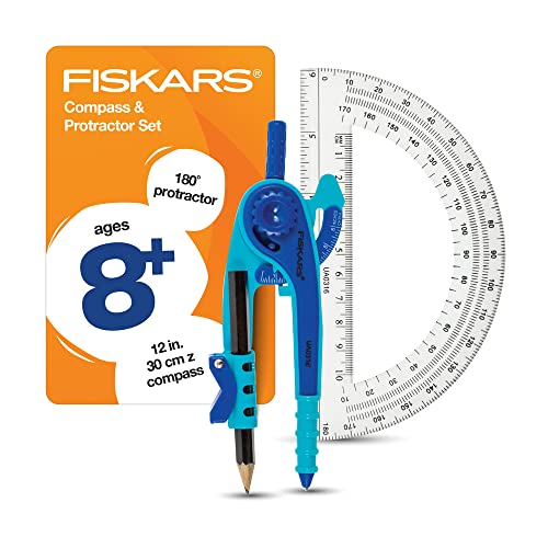 Fiskars Geometry Set, Compass and Protractor Set, Color Received May Vary