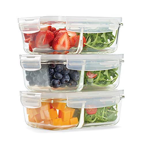 Fit & Fresh Glass Meal Prep Containers - 3 Pack