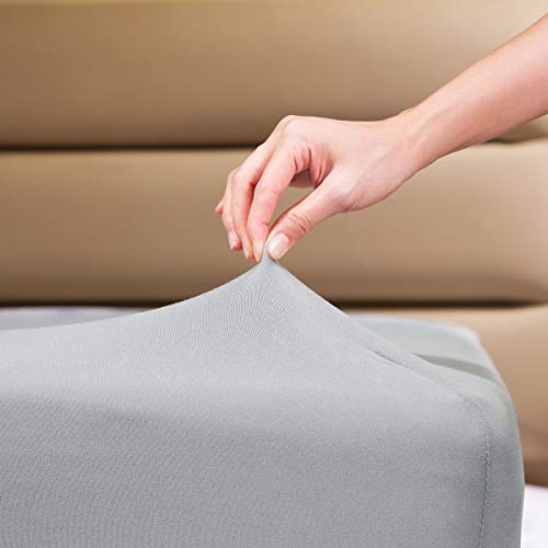 King Size Light Gray Micro-Knit Fitted Sheet, 4 Way Stretch, Wrinkle Free