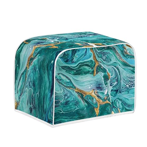 Teal Gold Marble 4 Slice Toaster Cover, Fingerprint Protection