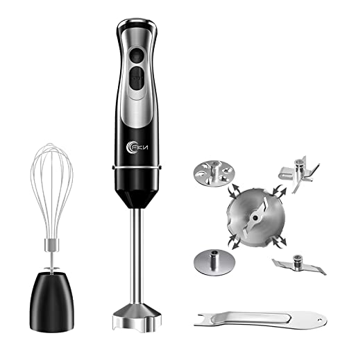FKN Immersion Blender Handheld with 4 Interchangeable Blades