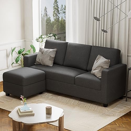 Flamaker Sectional Couch for Small Spaces (Dark Grey)