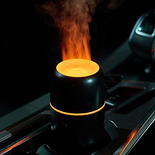 Flame Car Diffuser, Aromatherapy USB Humidifier with Colorful Lights